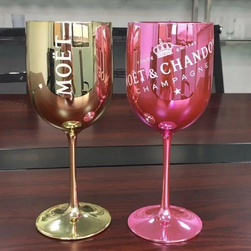 Factory Wholesale Plastic Wine Glasses PS Acrylic PC Plastic Glasses Champagne Party Glass Can Be Customized LOGO One Piece