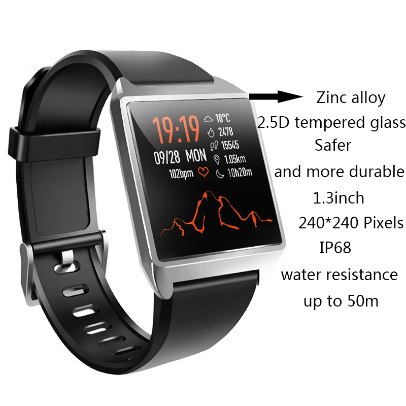 

Smart Bracelet Blood Pressure Measurement Fitness Heart Rate Pedometer Bluetooth Sport Watch with Big Screen for Huawei Honor