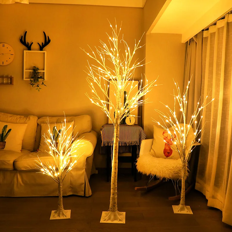 Серебряная лампа в форме березы светодиодный светильник на рождественскую елку fang zhen shu deng номер спальня декоративные огни открытый пейзаж рождественские огни