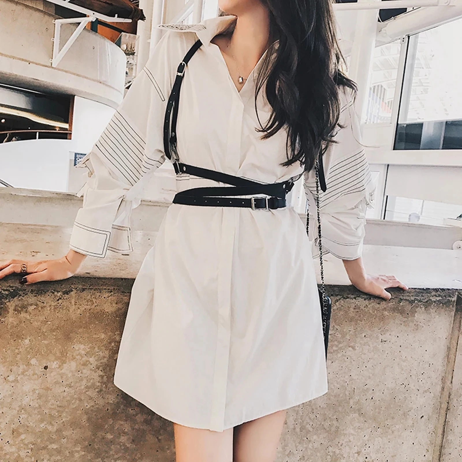 Women's Belt PU Leather Chest Gothic Punk Rave Harness Bands Adjustable Straps Caged Bra Waist Garter Belt