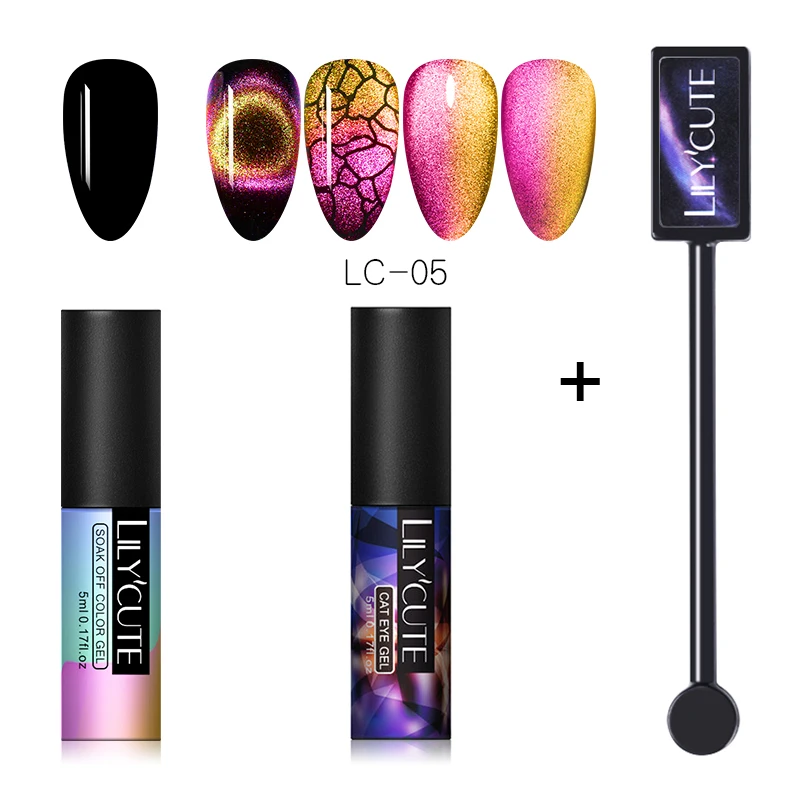 3pcs 5 LILYCUTE 9D кошачий глаз Хамелеон для использования с магнитом Гель-лак для ногтей Auroras Nails кошачий глаз Длительное замачивание уф гель для ногтей Гель-лак - Цвет: 3pcs 5