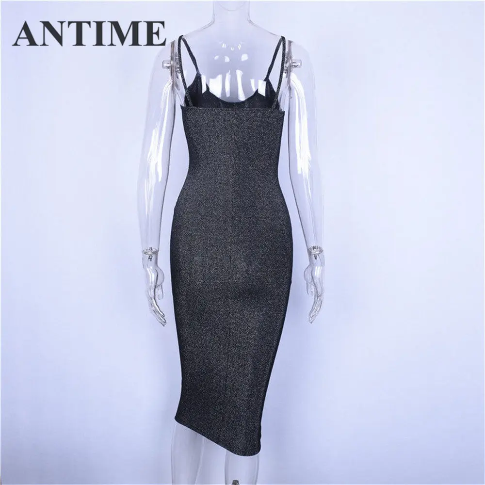 Antime женское сексуальное платье с тоненькими полосочками блестками Сезон весна