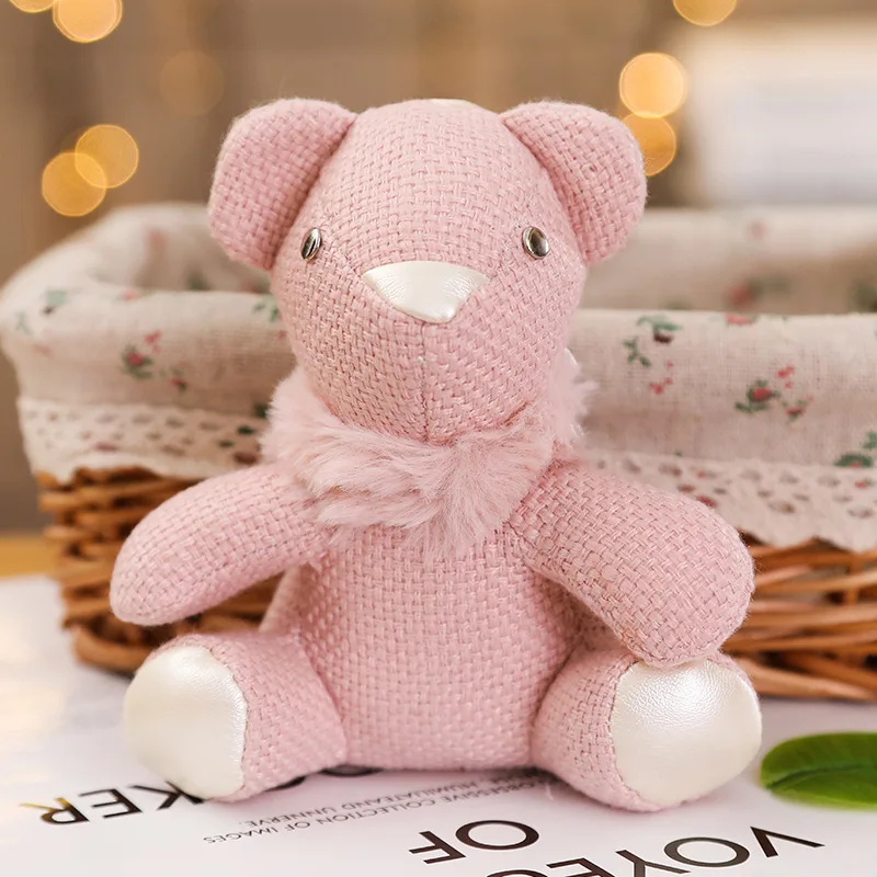 2pcs 15cm Dorable Plush Animal Shape Bear Keychain Stuffed Colorful Rabbit Pendant Lovely Elephant for Girl and Children Gifts