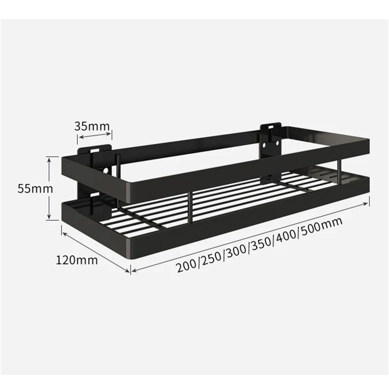 LARRO Douche Caddy Zwarte Douche Caddie Zelfklevende Douche Plank Geen Boren Roestvrije Wandmontage Ruimte Aluminium Voor Keuken Badkamer 1 Laag B Maat 2 Laag