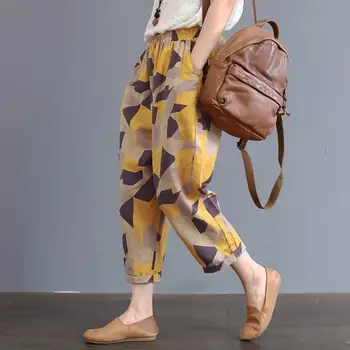 

Summer Autumn Harem Pants Casual Loose Beach Women Pants Seven-point wide-leg pants Boho Cotton linen Comfy Pants