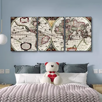 

Calligraphy Vintage World Map 5d diamond painting 3 panel full novelty 2020 mosaic art diamond embroidery icons new hot ,N400