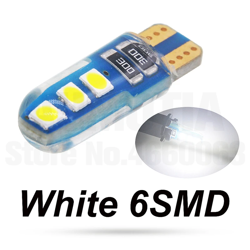 100x T10 силикагель светодиодный 194 W5W 2 6 светодиодный 501 3030 SMD авто отложным воротником сбоку номерной знак светильник лампа габаритного огня AC/DC 12V - Испускаемый цвет: 6 chip