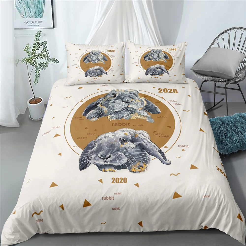 wedstrijd Buik Afhankelijkheid Schets Leuke Grijs Konijn Beddengoed Set Slaapkamer Decor Dekbedovertrekken  Kinderen Tieners Gift 2/3 Stuks Sprei Met Kussenslopen Dekbedovertrek|Beddengoed  sets| - AliExpress