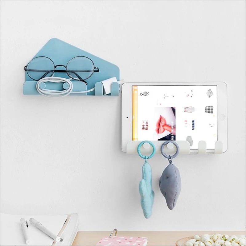 

Multi-functional storage rack, mobile phone tablet charging storage, seamless storage hook behind the bedroom bathroom door