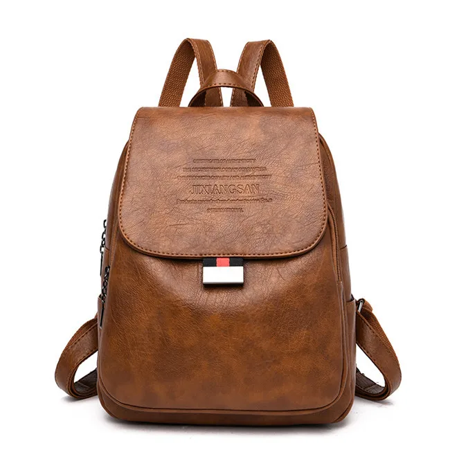 Brown Повседневные женские кожаные рюкзаки Mochila Feminina, модные женские рюкзаки, дизайнерские школьные сумки для девочек-подростков, сумки через плечо - Цвет: Brown