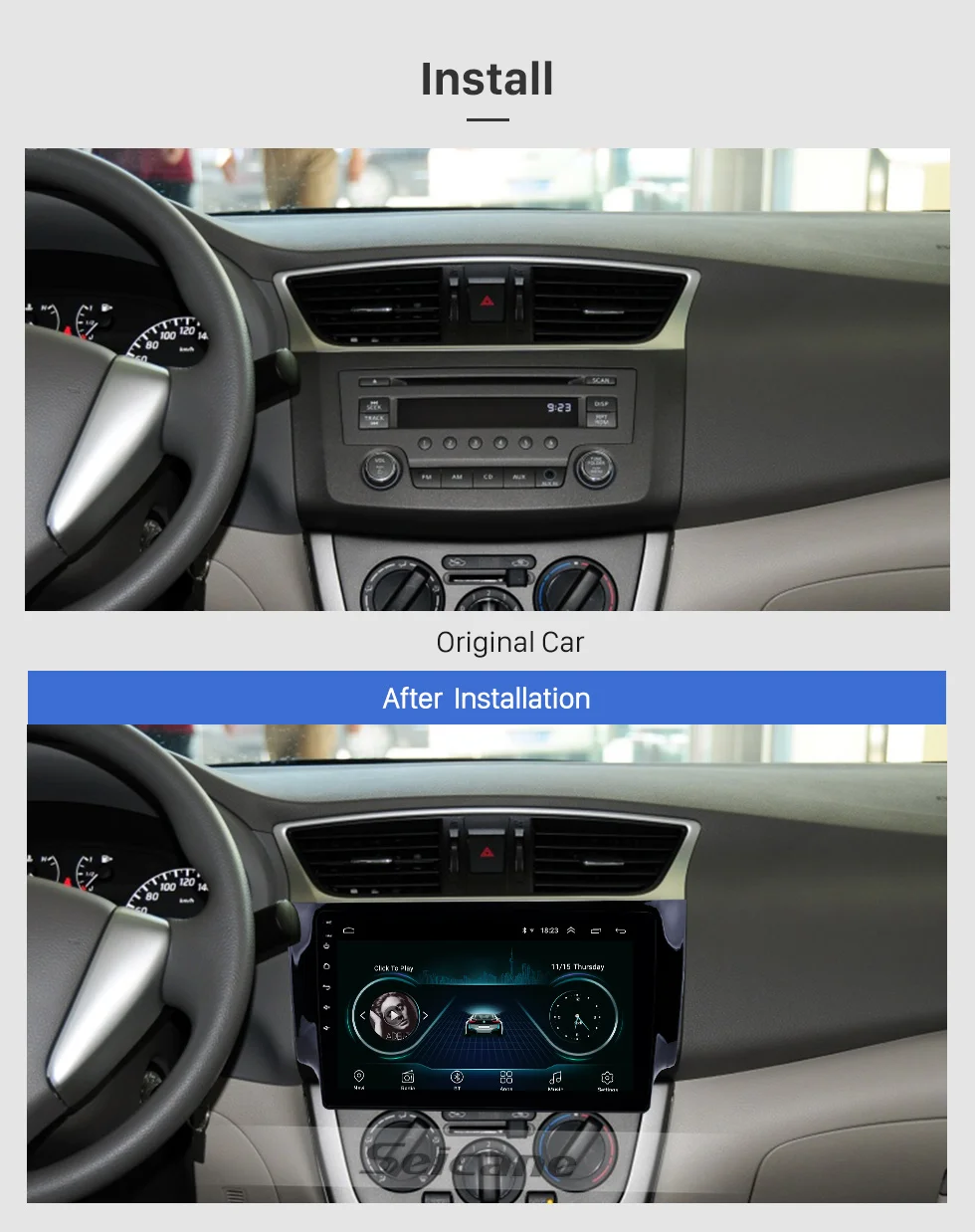 Cheap Seicane 2Din GPS Multimedia Player Head Unit For 2012 2013-2016 NISSAN SYLPHY Android 8.1 10.1" 2Din Car Radio Support SWC WIFI 1