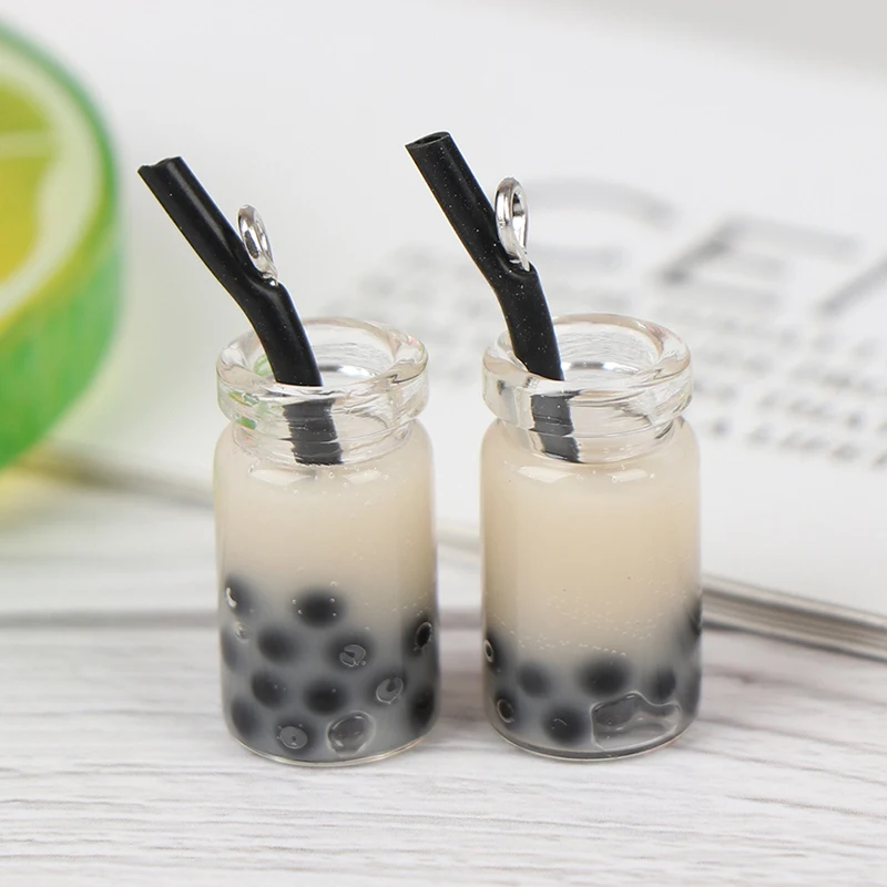 2pcs Mini Gifts Milk tea Model Toy 1:12 Resin Dollhouse Mini Lemon Milk Tea Water Cup Miniature Dollhouse Accessories Cups Toy