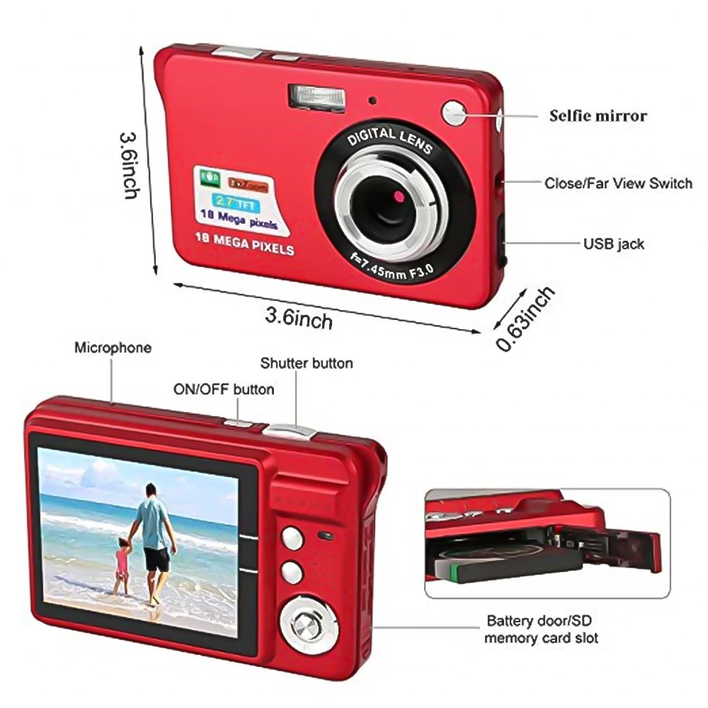 Kebidu 2,7 ''TFT lcd HD 720P 18MP цифровая видеокамера с 8-кратным цифровым зумом анти-встряхивание CMOS сенсор подарки для девочек и мальчиков