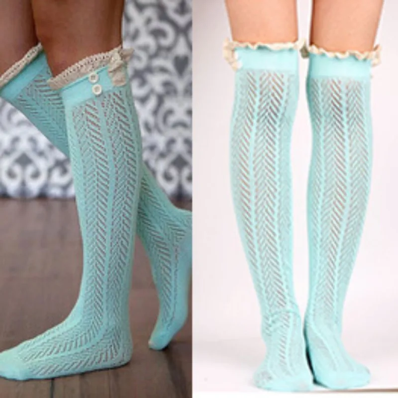 New Stockings With Lace Decor Fashion Casual All-match Hollow Out Women Knee Socks Cosplay Women Stockings