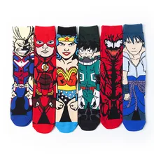 Marvel/носки с символикой Аниме Мстители Бэтмен Железный человек Супермен модные носки Новинка Хип-хоп скейтборд забавные повседневные мужские носки