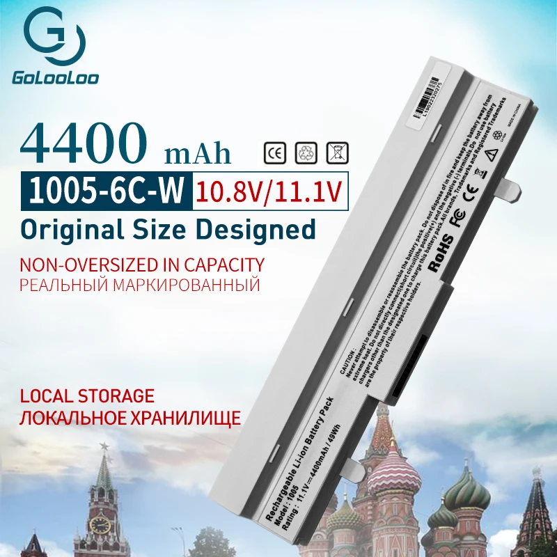 

Golooloo White 4400 mAh Laptop Battery for Asus Eee PC 1001HA 1001P 1005 1101HA AL31-1005 AL32-1005 ML32-1005 PL32-1005 1001PX