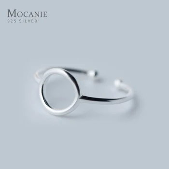 

Mocanie Authentic 925 Sterling Silver Trendy Simple Geometric Round Adjustable Free Size Ring for Women Korea Style Fine Jewelry