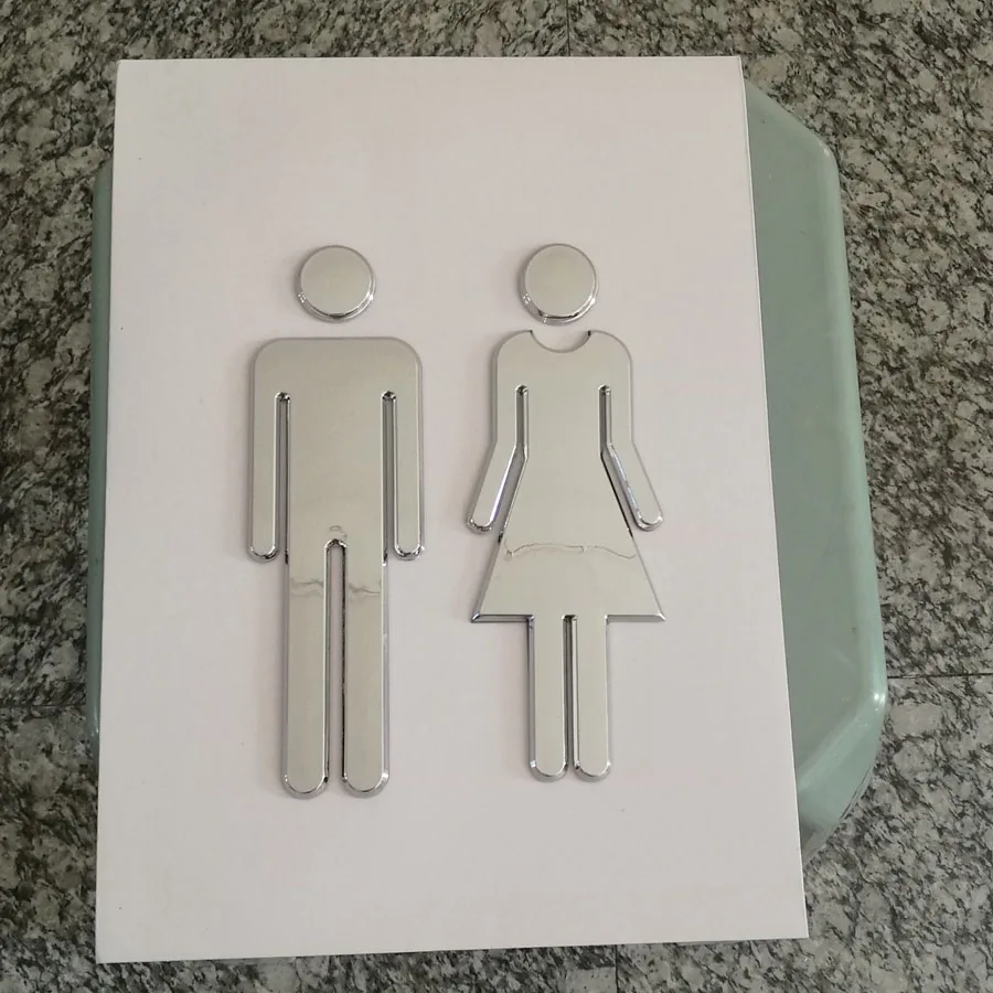 20x7 см ABS покрытие WC Мужской Женский логотип общий Туалет знак примерочная ванная комната карта Золото Серебро с клейкой наклейкой автомобиля