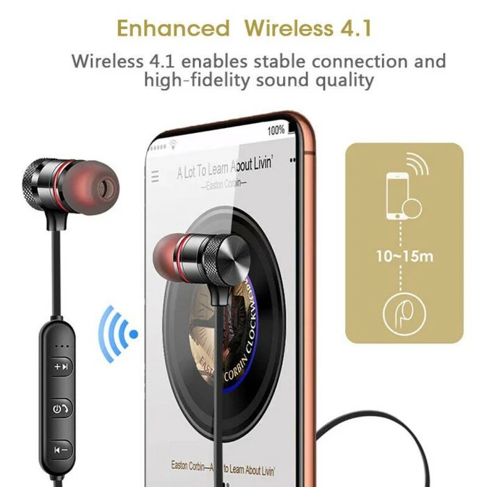 Наушники Bluetooth спортивные наушники Магнитная гарнитура для бега с микрофоном бас ND998