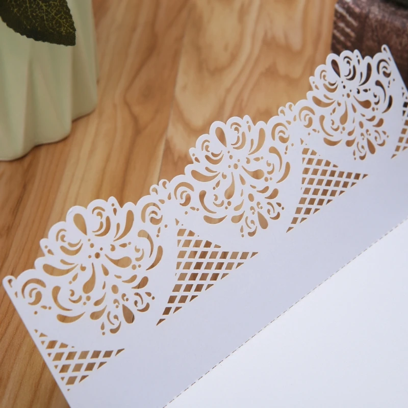  10Pcs Wedding Invitation Cards Kits With Envelopes Seals Personalized Printing D08D - 4.00036E+12
