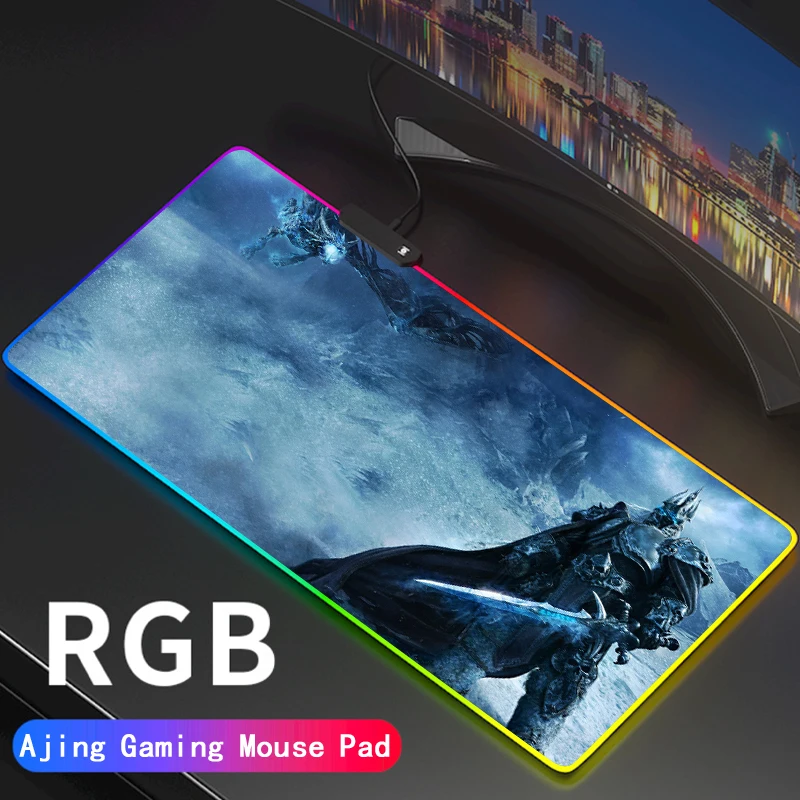 World Of Warcraft Arthas Rgb Accessori Per Pc Led Mouse Pad Wow Mats Gamer Backlit Mausepad Grande Mouse Scrivania Supporto Per Moquette Fai Da Te