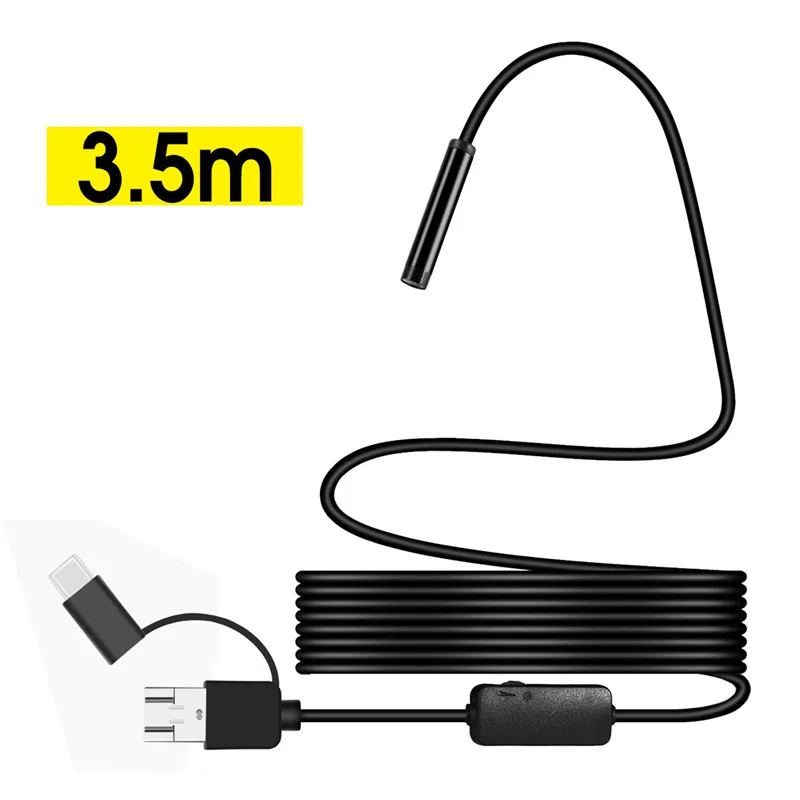 Мини Камера эндоскоп HD 1200P IP68 2 м жесткий Гибкая для Android телефонов USB Камера для Android автомобильный эндоскоп видео инспекционной