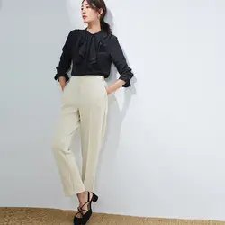 [Morihiro] 19 Ранняя весна новые стильные женские брюки трикотажные Модные свободные универсальные обтягивающие брюки с эластичной талией