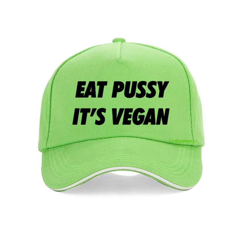 Зеленый Брендовая Мода eat pussy его веганские буквы cap100% хлопок для женщин и мужчин регулируемые бейсболки унисекс хип хоп бейсболки шляпы Gorras - Цвет: Зеленый