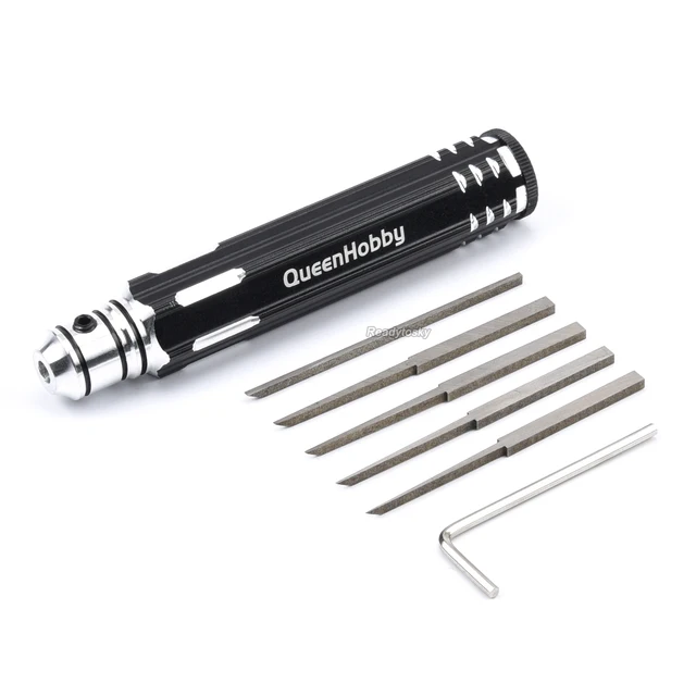 Prime Model Scriber W/ Blade Gundam Resin Carved Scribe Line Hobby Cutting Tool Chisel + 5 Blade Tools for RC Car / Drone Repair