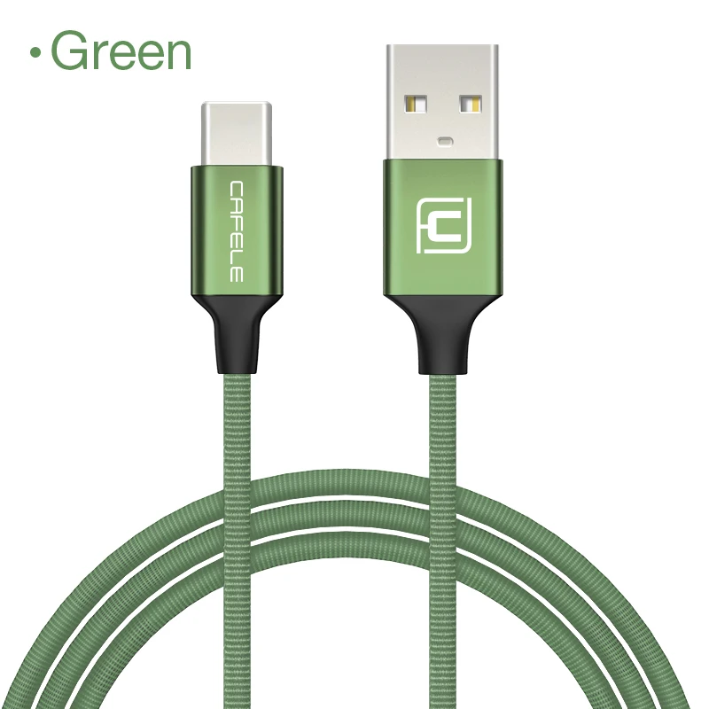 USB-C кабель для Xiaomi A1 type C кабель для зарядки и передачи данных usb type C нейлоновый тканый USB кабель для samsung S8 - Цвет: Зеленый