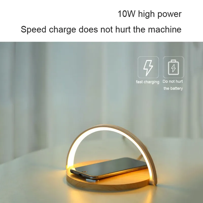 

2 In 1 Dimmable Led Light USB Type-C Powered Desktop Lamp Fast QI Wireless Charger Compatible for Iphone Android Phones Bracket