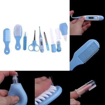 

10pcs/Set Newborn Baby Kids Nail Hair Health Care Thermometer Grooming Brush Kit 4XFB