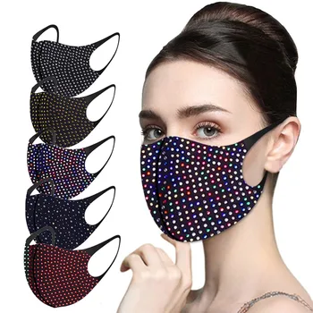 

Fast Delivery Máscara 1/5PC Fashion Women Men Shiny diamond Reusable Breathable Safe Protection Mask Within 24 Hours