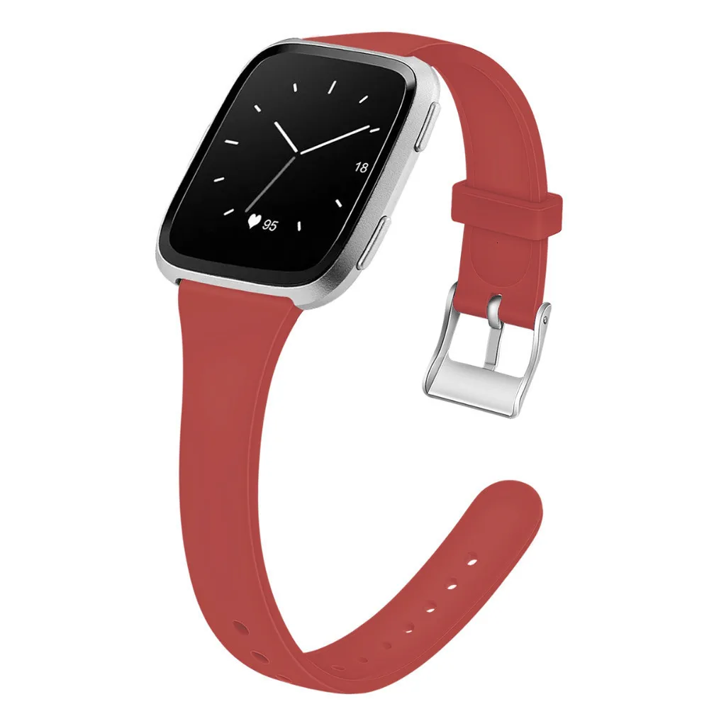 Red Ремешок для Fitbit Versa 2 ремешок тонкий узкий сменный Браслет для Fitbit Versa/Versa 2 ремешка силиконовые умные часы на запястье - Цвет: Red