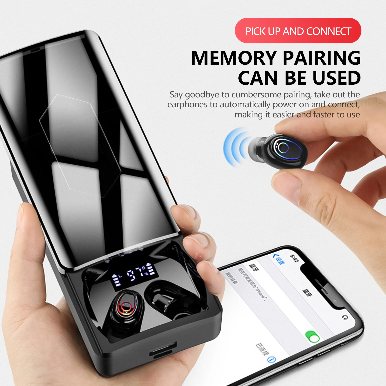 Fones de Ouvido Carregamento sem Fio Estéreo à Prova Fones com Microfone Bluetooth Caixa Fones 9d Esportes Dwaterproof Água Duplo Tws 5.1 10000mah 6 Cheap Fones de ouvido