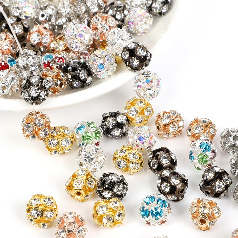 20Pcs Mixed Color Round Rhinestone Rondelles Crystal Balls Beads 6/8mm Spacer Beads For Jewelry Making DIY Bracelets Accessories crystal beads loose stone beads spacer beads ball beads crystal glass beads loose beads stone beads beads for jewelry making