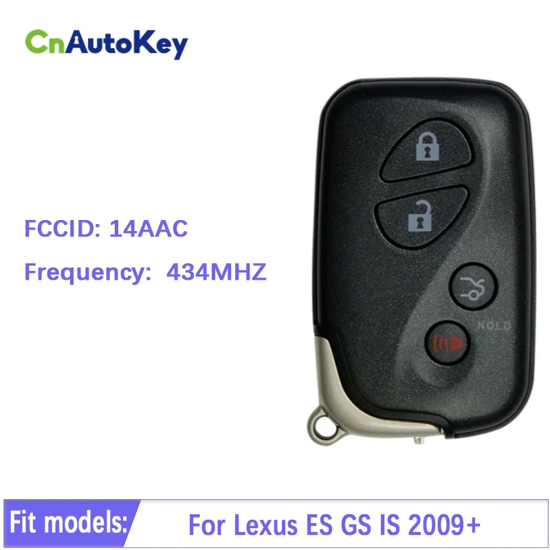 

Aftermarket Replacement Key 14AAC P1 98 4D-67 433MHz 89904-53321 89904-50400 A433 4 Button For Lexus ES GS IS 2009+ CN052044