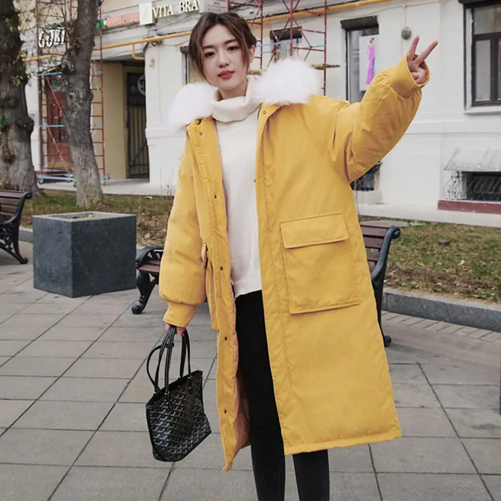 

Big Fur Long Parkas Winter Jacket Women Oversize Suede Coat Hooded Female 2019 Warm Winter Women Clothing Outwear