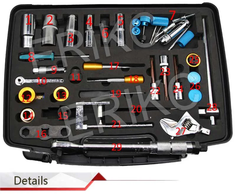 ERIKC Горячая инжектор ремонтный инструмент наборы дизельного топлива инжектор демонтаж оборудования всего 40 штук