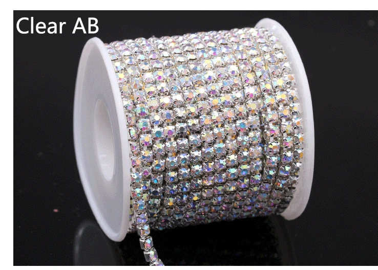 1Yard 10Yards/Roll SS6-SS18 Shiny Crystal Rhinestone Chain Sew-On Glue-On For Clothes Jewelry Apparel Accessories Trim Cup Chain