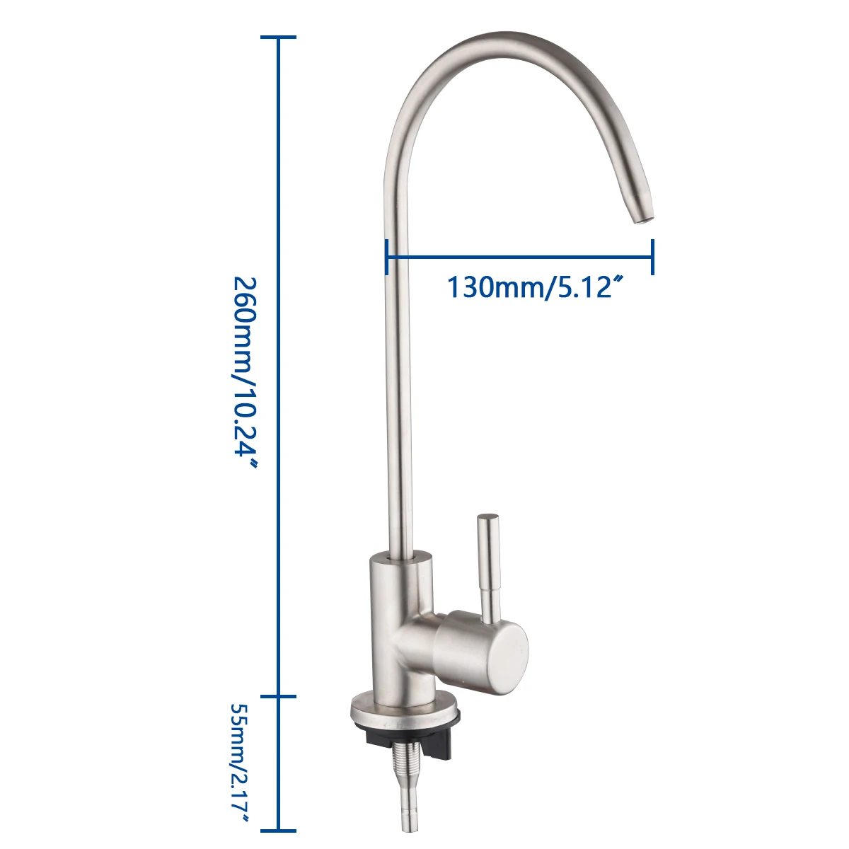 New Gooseneck Kitchen Water Faucet Chrome Direct Drinking Tap Water Plated 1/4 Inch Connect Hose Reverse Osmosis Parts Purifier modern kitchen faucets