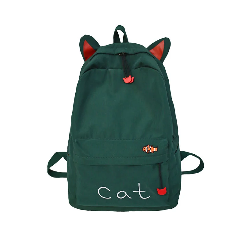 Аниме женский рюкзак Мультфильм Mochila для девочек мальчиков путешествия рюкзак милый кот печать сумка на плечо для подростков - Цвет: Зеленый