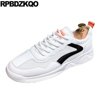 

comfort white lace up sneakers skate designer round toe fashion summer breathable mesh casual shoes 2019 walking trainers flats