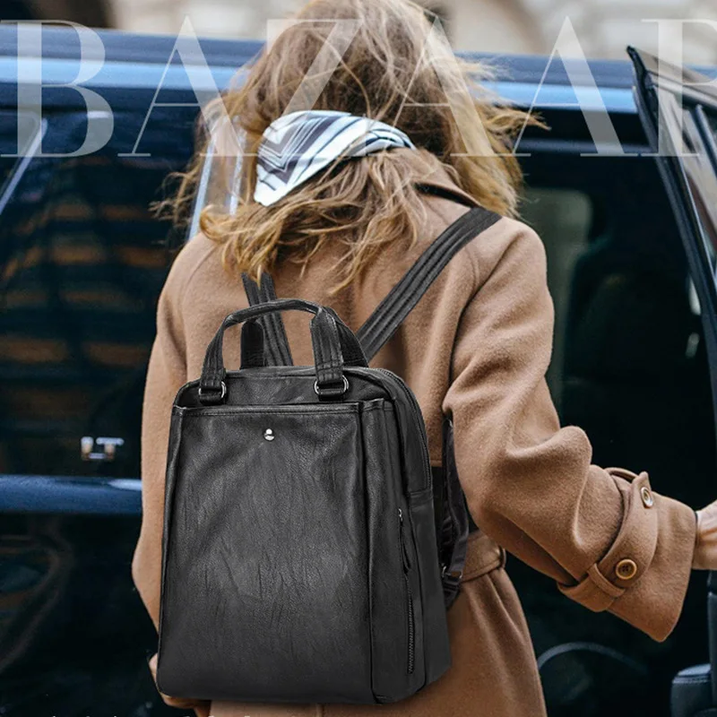 

Micro Handbag Genuine Leather Soft Surface 2019 New Style WOMEN'S Bag Sheepskin Backpack Large Capacity Travel Bag