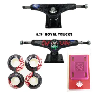 

ROYAL Skateboard Trucks 5.25" Skate 52mm Skateboard Wheels & Element Protection Riser Pads Skateboarding Accessories