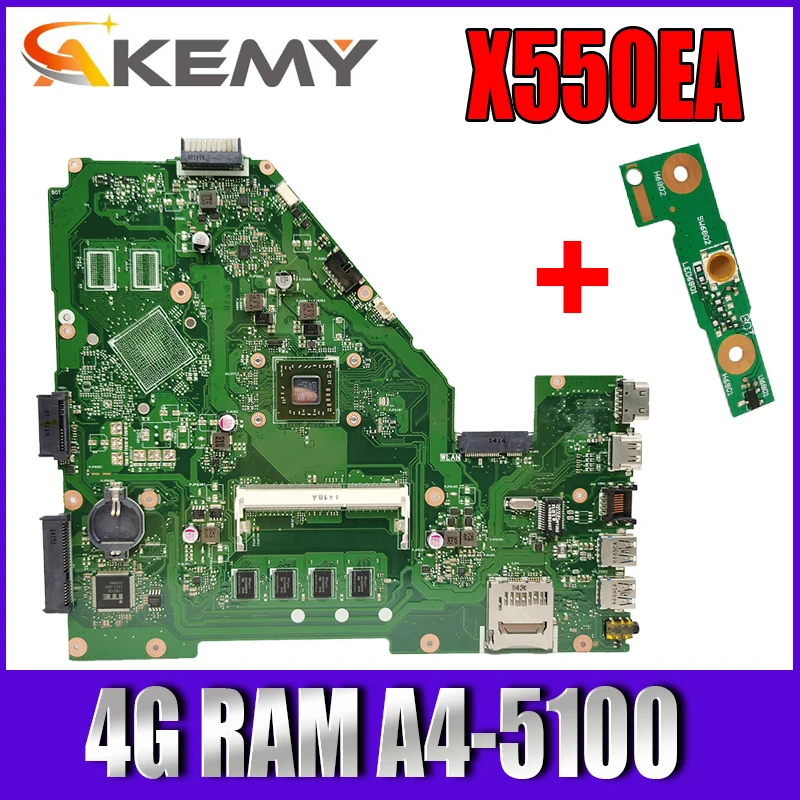 Akemy X550EA материнская плата для ноутбука Asus X550EP X550E X552E тест оригинальная 4G RAM A4-5100 |