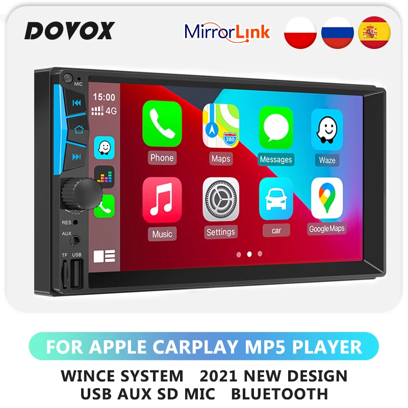 Автомагнитола DOVOX CarPlay 2din MP5-плеер с экраном Bluetooth Mirror Link USB SD FM-радио для Toyota Nissan