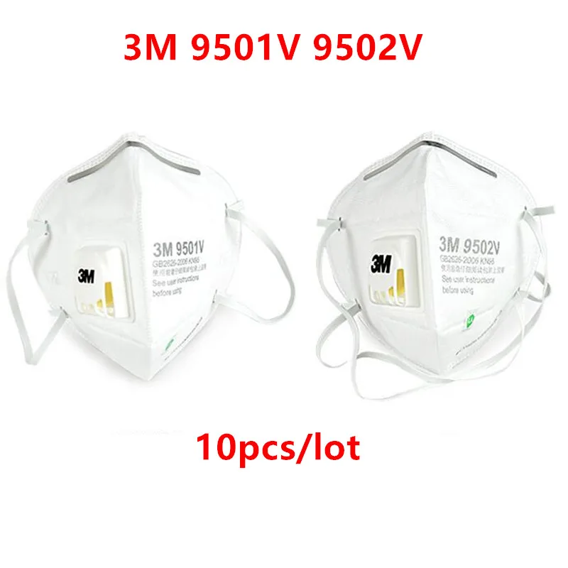 

10pcs/lot 3M 9501V 9502V Particulate Respirator Folding type with Exhalation Valve Adult KN95 Respirator