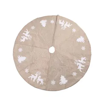 

122CM/ 48 CM Christmas Tree Skirt with Elk Snowflakes Thick Tree Mat for Holiday Party Decorations