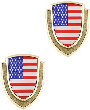 

New 2x Metal Flag Shield Auto Emblem For Sport Racing Car/Motorcycle Styling Fender Badge Sticker